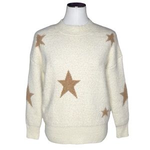 Vestique Star Print Fuzzy Sweater
